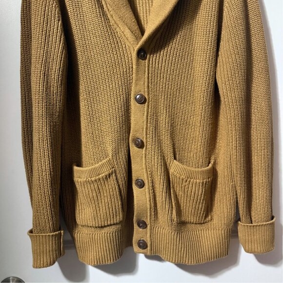 GAP Men’s Shawl Collar Button-Up Knit Cardigan Sweater – Camel - Size M - Picture 6 of 7